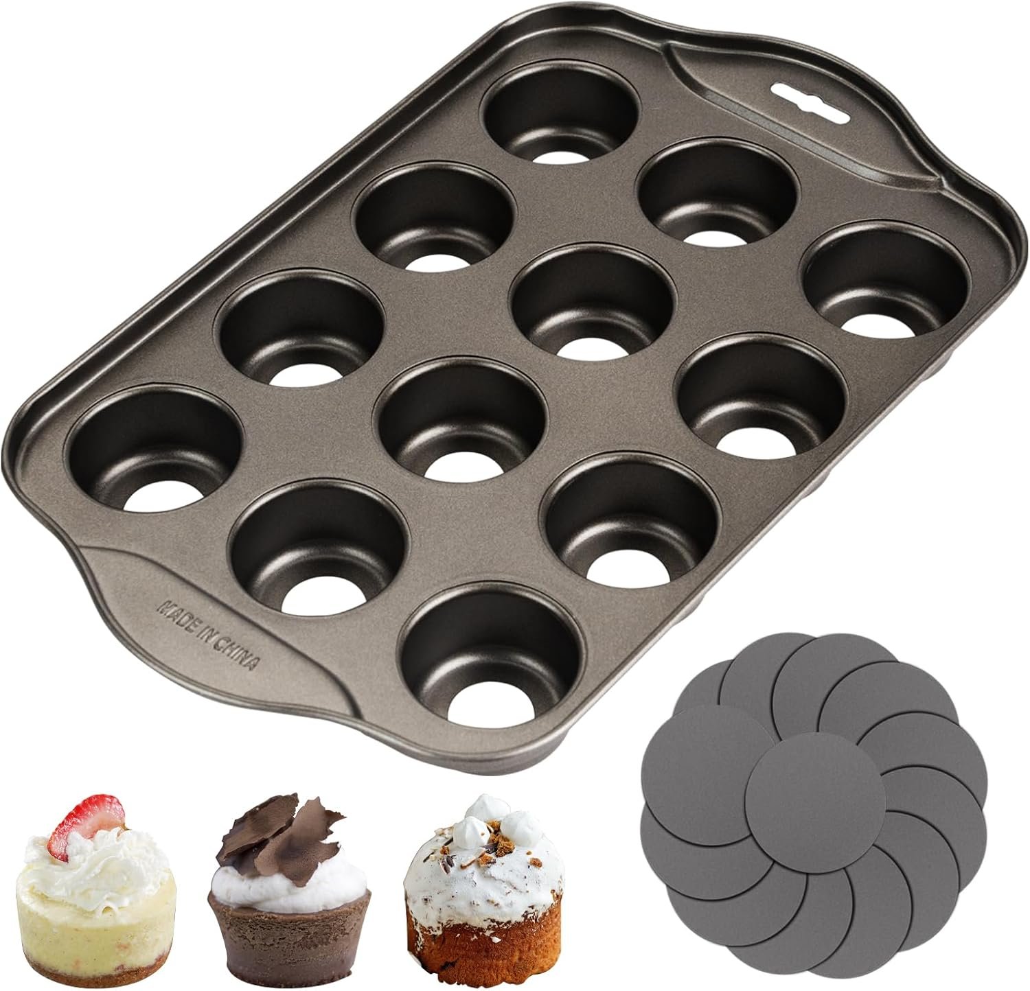 Muffin Trays 12 Cups Cake Tins for Baking, Mini Cheesecake Tin with Removable Bottom, Cupcake Tray Non-Stick Muffin Tin