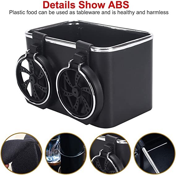 Car Armrest Storage Box, Multifunctional Car Organizer for Water Cup Holder with Foldable Cup Holders, for Car Storage of Paper Towels, Water Bottles