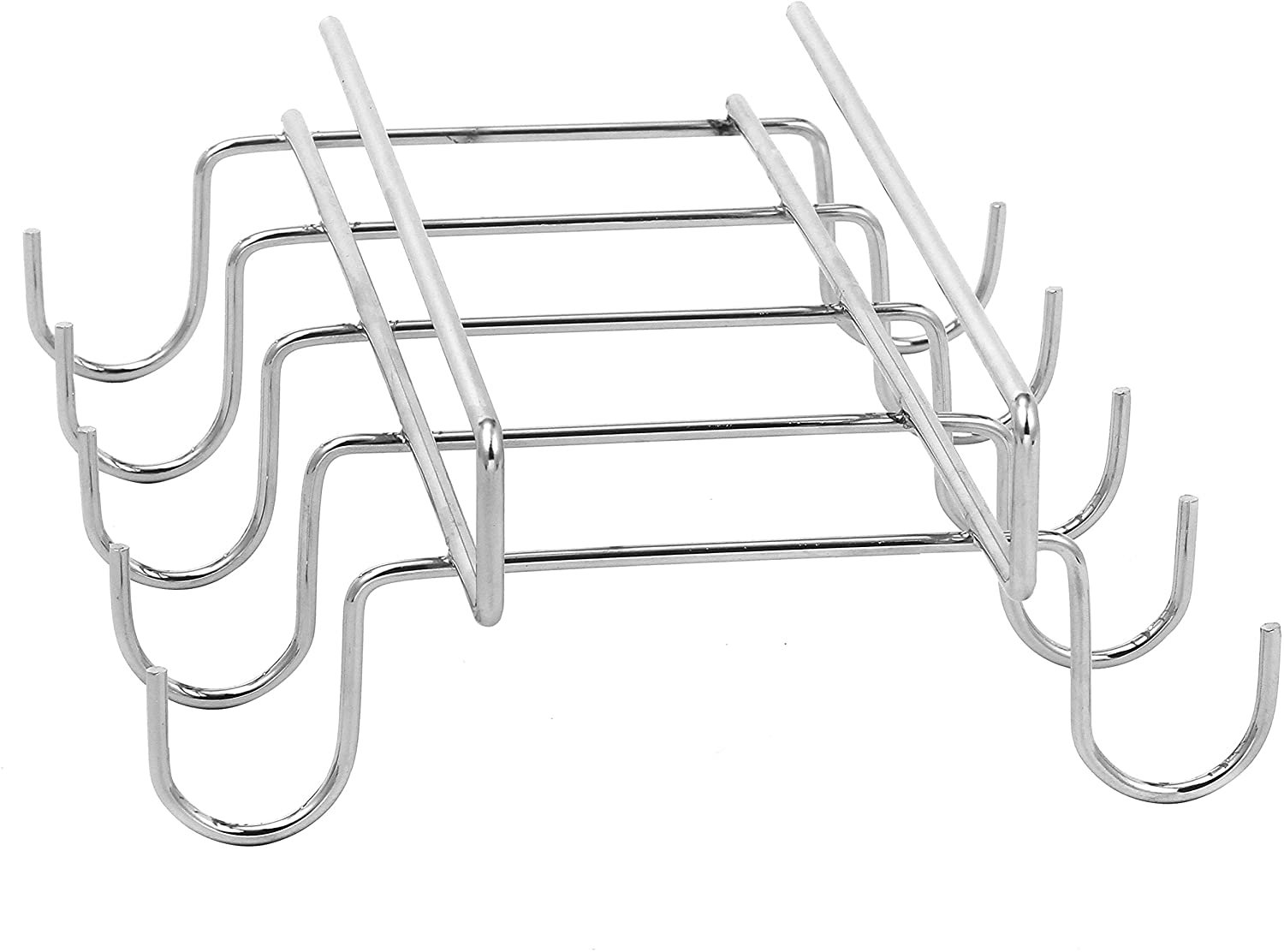 10 Hook Under-The-Shelf Mug Rack, Metal Espresso Cup Storage Holder & Drying Rack, Silver