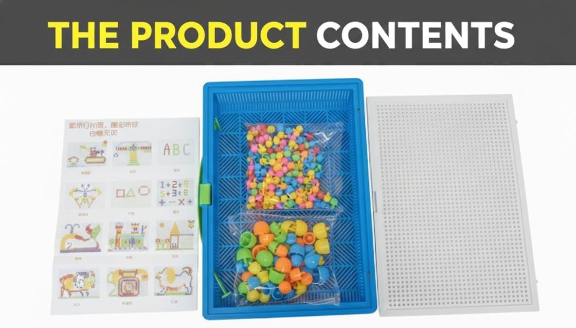 Interactive Creative Mosaic Set – Portable Pegboard Activity Kit with Multi-Sized Mushroom Nails and Design Templates.