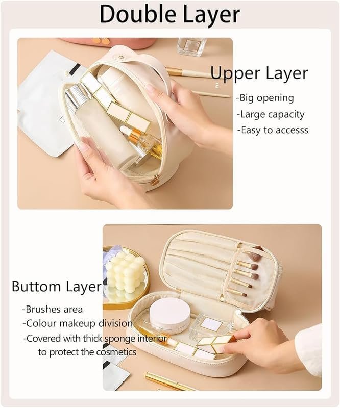 Clear Travel Storage Bag with Zipper Closure, Compact Organizer for Everyday Use, Easy-View Design for Home, Gym, and TripsDual-Layer