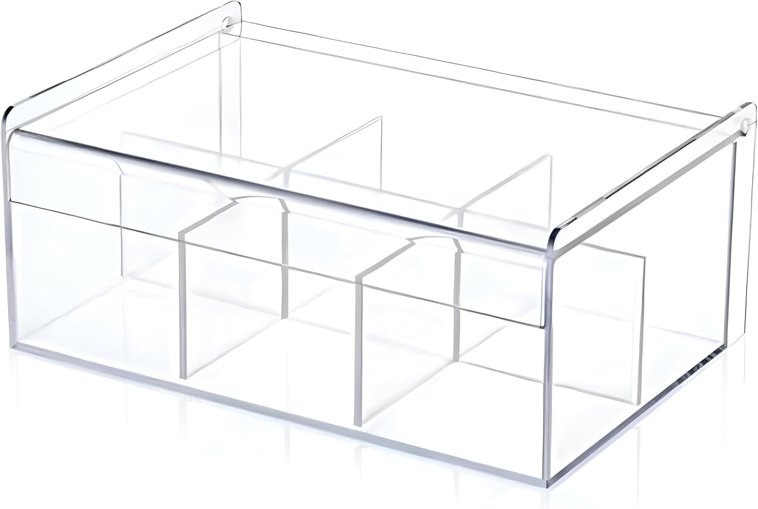 Storage Boxes, Acrylic Tea Bag Holders, Tea Caddy, Tea Bag, Clear Kitchen Organizer with Lid, 6 Durable Compartments