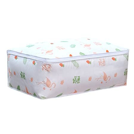 Peva Material Quilt Clothes Storage Bag/Cover | Foldable Washable Underbed Clothes Blanket Wardrobe Closet organizer Storage Box Bag with Zippered Closure (Multicolor/Print)