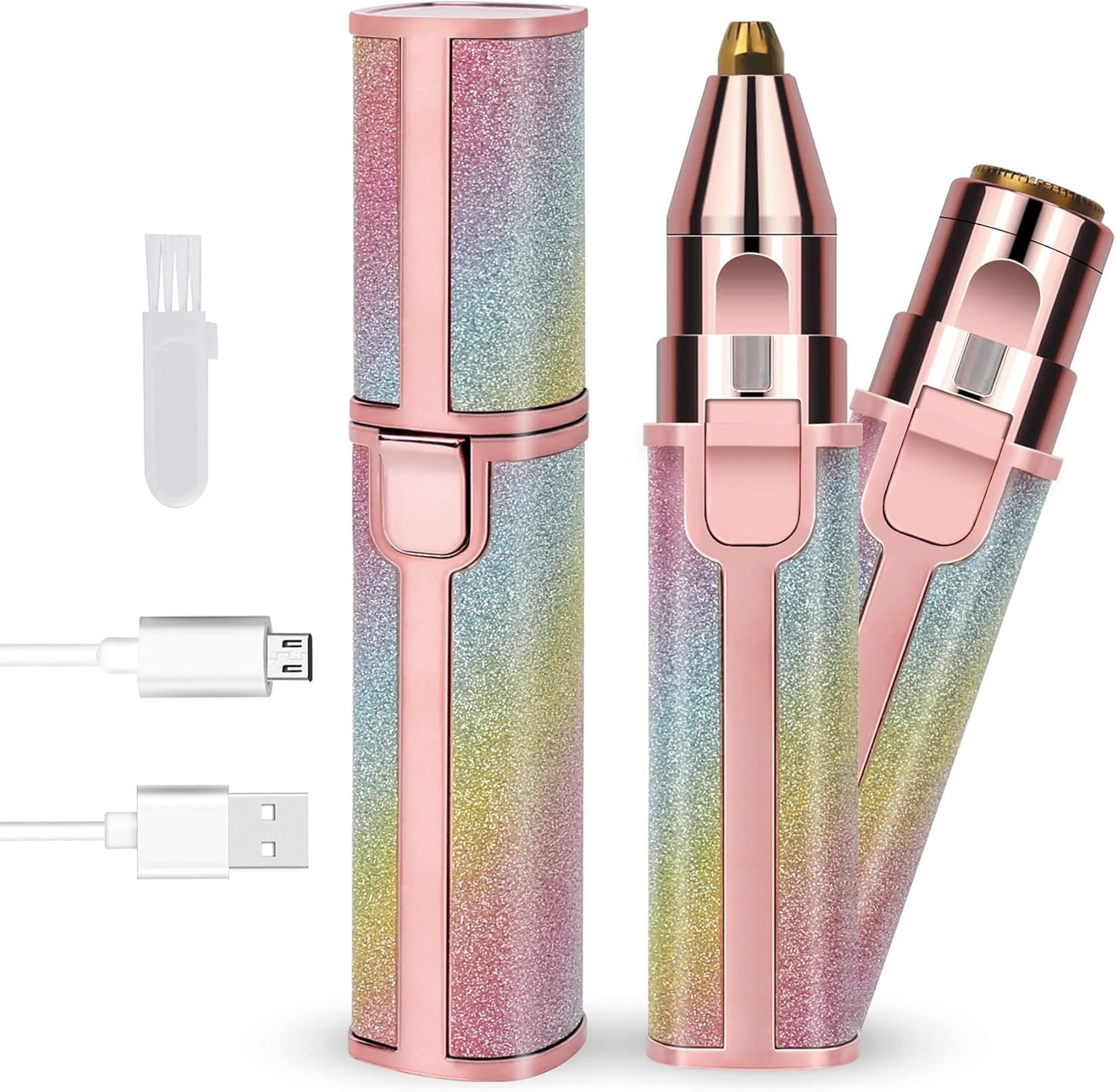 Facial Hair Remover - Discover the ultimate 2-in-1 solution for painless facial hair removal and eyebrow trimming, with built-in LED light