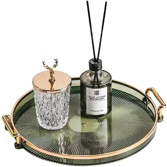 Acrylic Vanity Tray With Gold Handles, Decorative Serving Tray