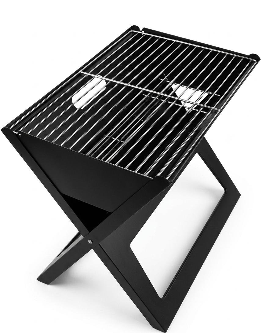 ​Portable Charcoal Grill, X-Shape Foldable BBQ Grill – Heat-Resistant Steel Barbecue Grill with Food-Grade Stainless Steel Grate for Camping, Picnics, Patio, Backyard & Outdoor Cooking