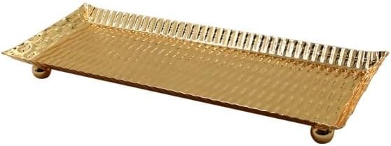 Golden Steel Rectangular Serving Dish With Bases (32 * 13cm)