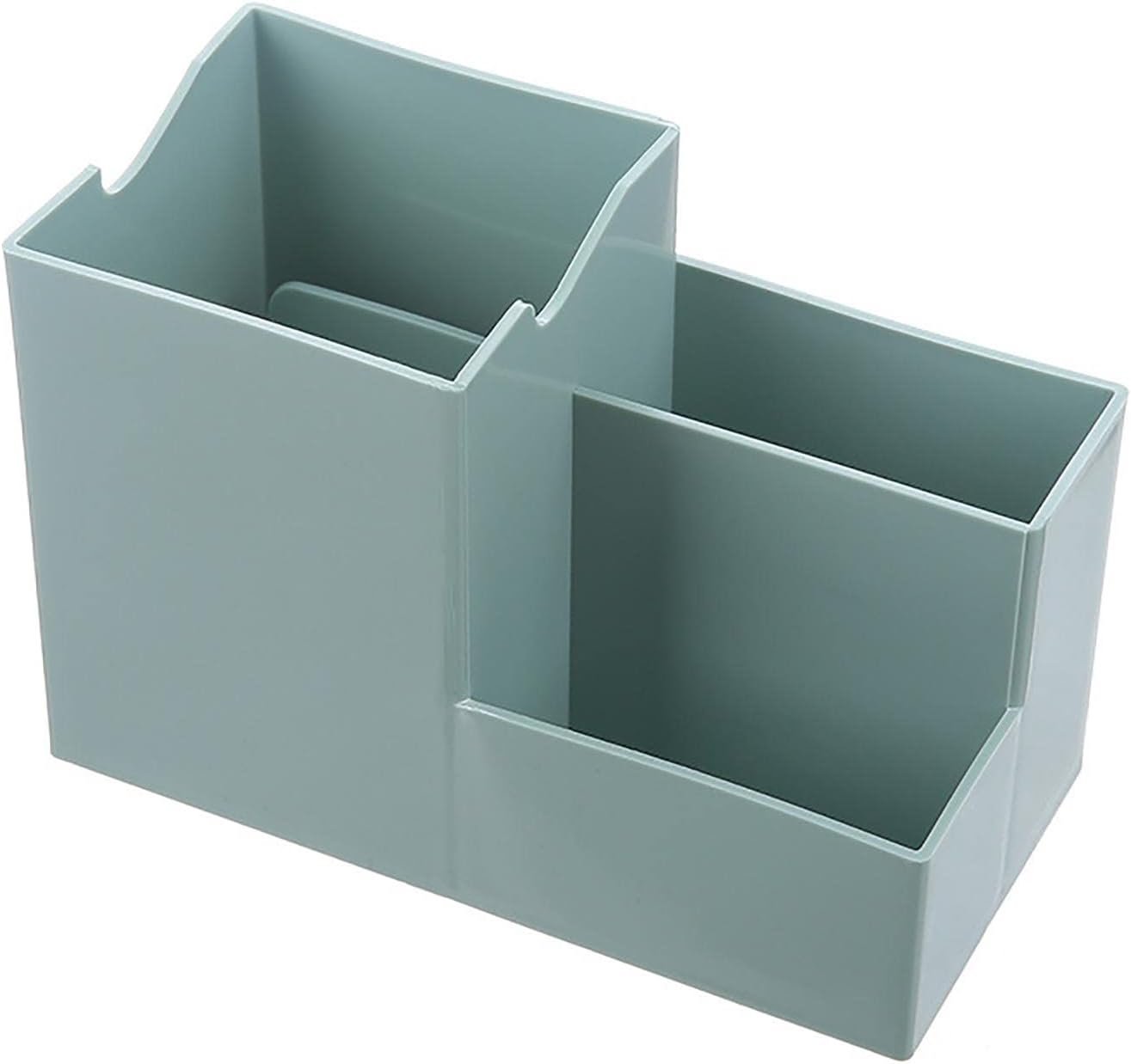 Pencil Holder, Plastic 3 Slots Square Pen Cup Makeup Brush Desktop Organizer for Office Home