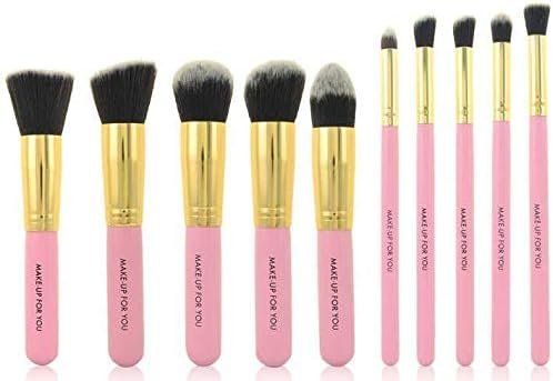 10-Piece Makeup Brush Set, Made of Premium Synthetic Fibers, for Blending Foundation, Face Powder, Blush, Concealer, Eyeshadow