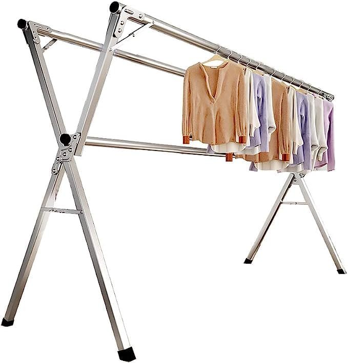 Clothes Drying Rack Clothes Rack Floor to ceiling Folding Indoor and Outdoor Stainless Steel Household Clothes Drying