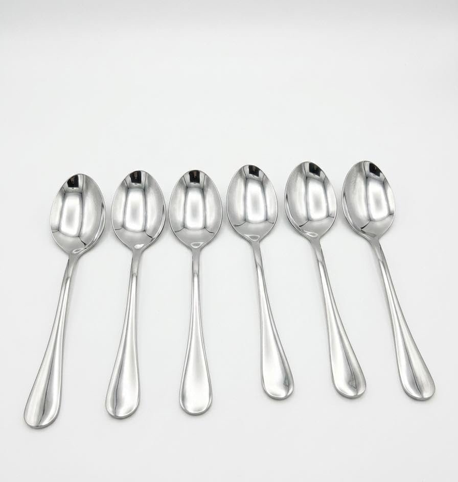 Premium Stainless Steel Dinner & Soup Spoon Set – Pack of 6, Classic Design with Mirror Polish Finish