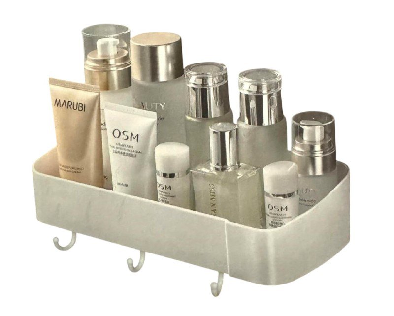 Practical Self Adhesive Hanging Bathroom Shelf with Hook Basket Holder - Versatile Plastic Option for Easy Wall