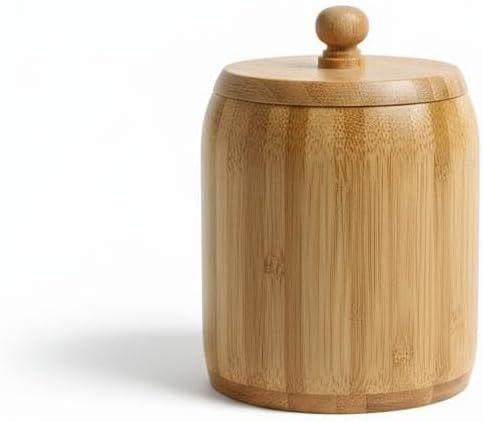 Premium 400 ml Bamboo Kitchen Canister with Airtight Lid – Eco-Friendly Wooden Storage for Coffee Beans and Spices.