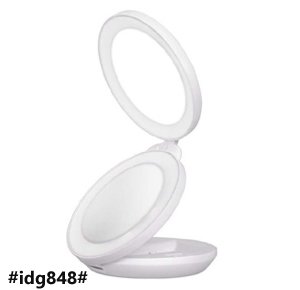 1X/10X Magnification Double Sided LED Lighted Makeup Mirror,Compact Folding Vanity and Travel Mirror , Daylight LED Illuminated Portable Mirror(White)