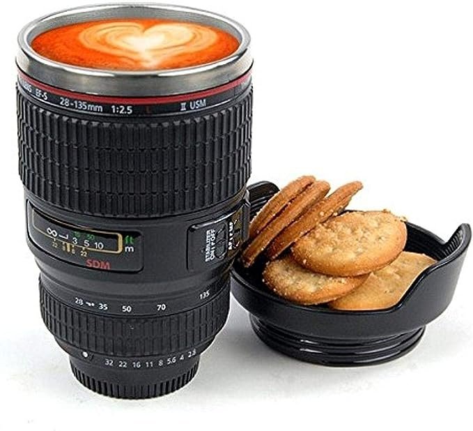 Maharaj Super Classic Camera Lens Shaped Coffee Mug with Lid