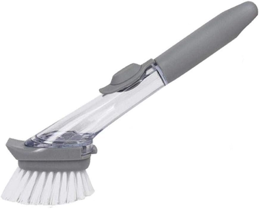Kitchen Sink Pan Brush with Soap Dispenser Long Handle Dish Wand Sponge Pot Scrubber Dish Brush