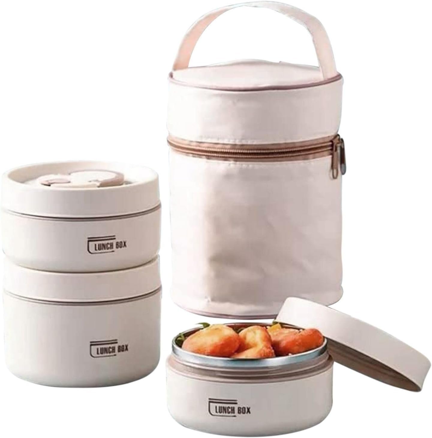 Leak-proof Thermal Box, Adult Lunch Box with Insulated Bag Stackable Food Container Made of Stainless Steel 3 * 1