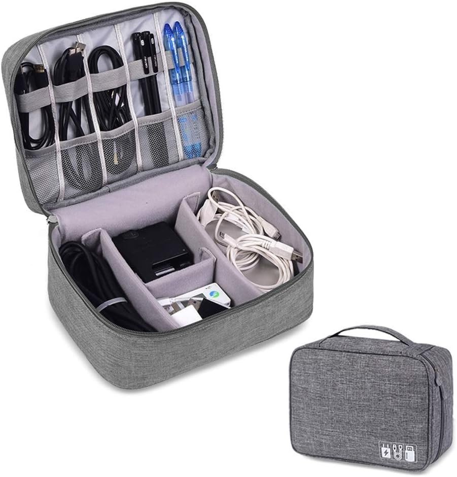 Electronics Organizer Case Digital Accessories Cable Organizer Bag Travel Cable Storage Bag for Protects USB Drives/Memory Cards/Cords/Adaptors & Other Device Accessories 24.5x18x10CM