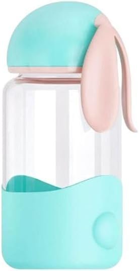 Cute Bunny Water Bottle, 340ml, with an attractive bunny design and silicone lid for kids and adults Portable, leak-proof, BPA-free bottle, suitable for the gym