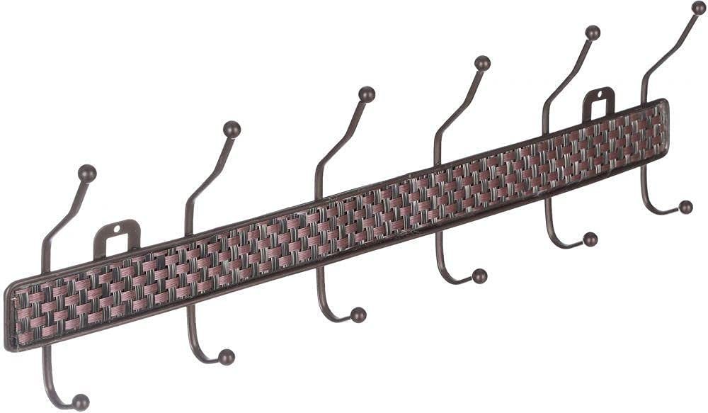 Metal Clothes Hanger, 6 Slots - brown