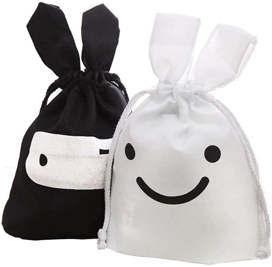 1 pc New fashion creative cute ninja rabbit pattern cosmetic bag storage bag sanitary napkin and strap black and white travel storage bag random shape